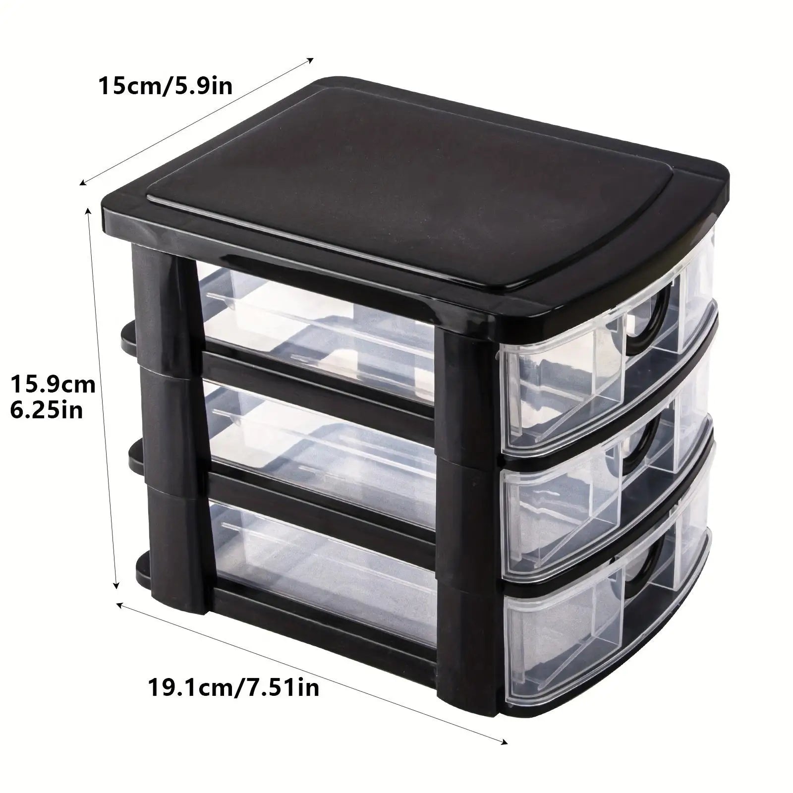 1/2Pack 3-Drawer Cosmetic Organizer Box with Transparent Drawers - Durable Plastic Cosmetic Storage Box  for Cosmetics, Bathroom