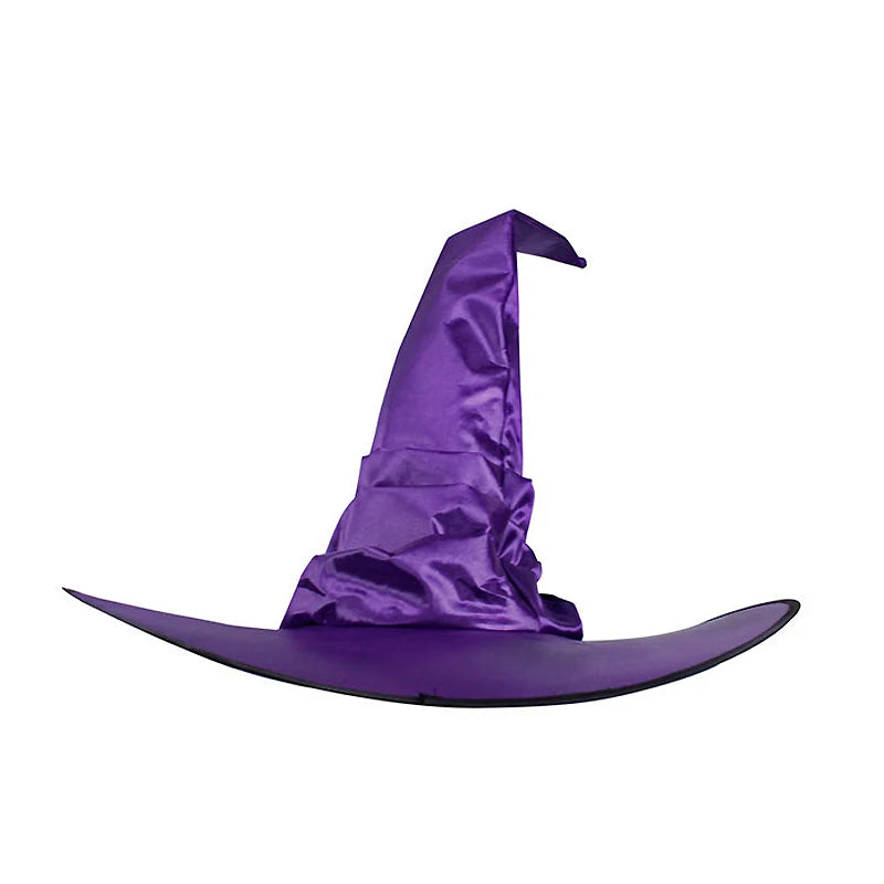Witch Hat Black Folds Wizard Hats for Women Men