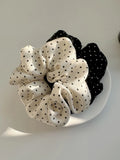 2Pcs Elegant Hair Scrunchies Women Minimalist Simulation Silk Hair Ties Wave Point Elastic Hair Loop Ponytail Hair Accessories