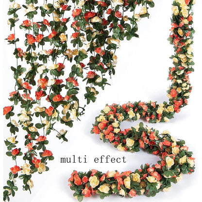 250CM Artificial Rose Flowers for Wedding Home Room Decoration Autumn Garden Outdoor Arch Christmas Rattan DIY Fake Plants Vine