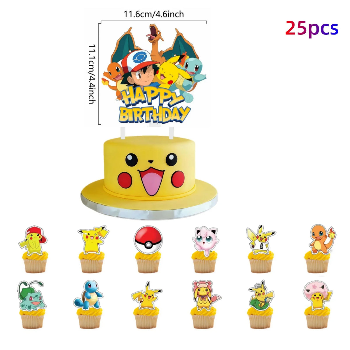 Topper Pokemon Cake Birthday Pokemon Decoration Cake Topper Pikachu Cupcake Topper Baby Shower Baking DIY Supplies Party Favors