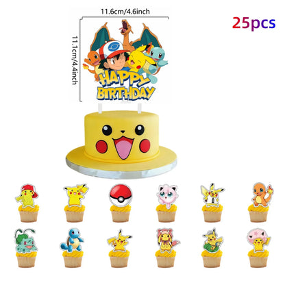 Topper Pokemon Cake Birthday Pokemon Decoration Cake Topper Pikachu Cupcake Topper Baby Shower Baking DIY Supplies Party Favors