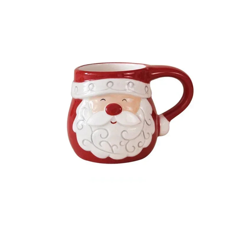 Christmas Ceramic Coffee Mug Santa Claus Mould Coffee Mug Elk Embossed Cup Breakfast Dessert Milk Mug for Kids Xmas Gift 2025