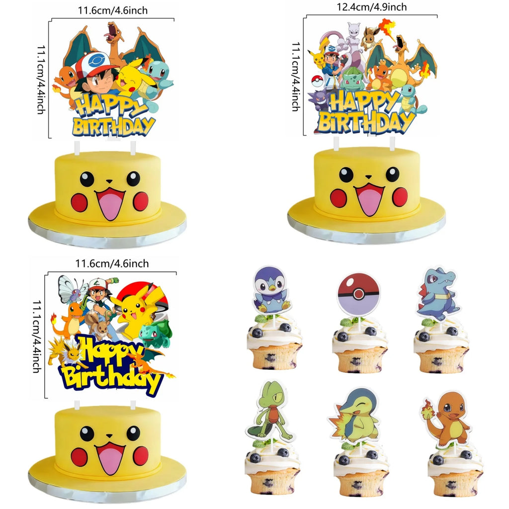 Topper Pokemon Cake Birthday Pokemon Decoration Cake Topper Pikachu Cupcake Topper Baby Shower Baking DIY Supplies Party Favors