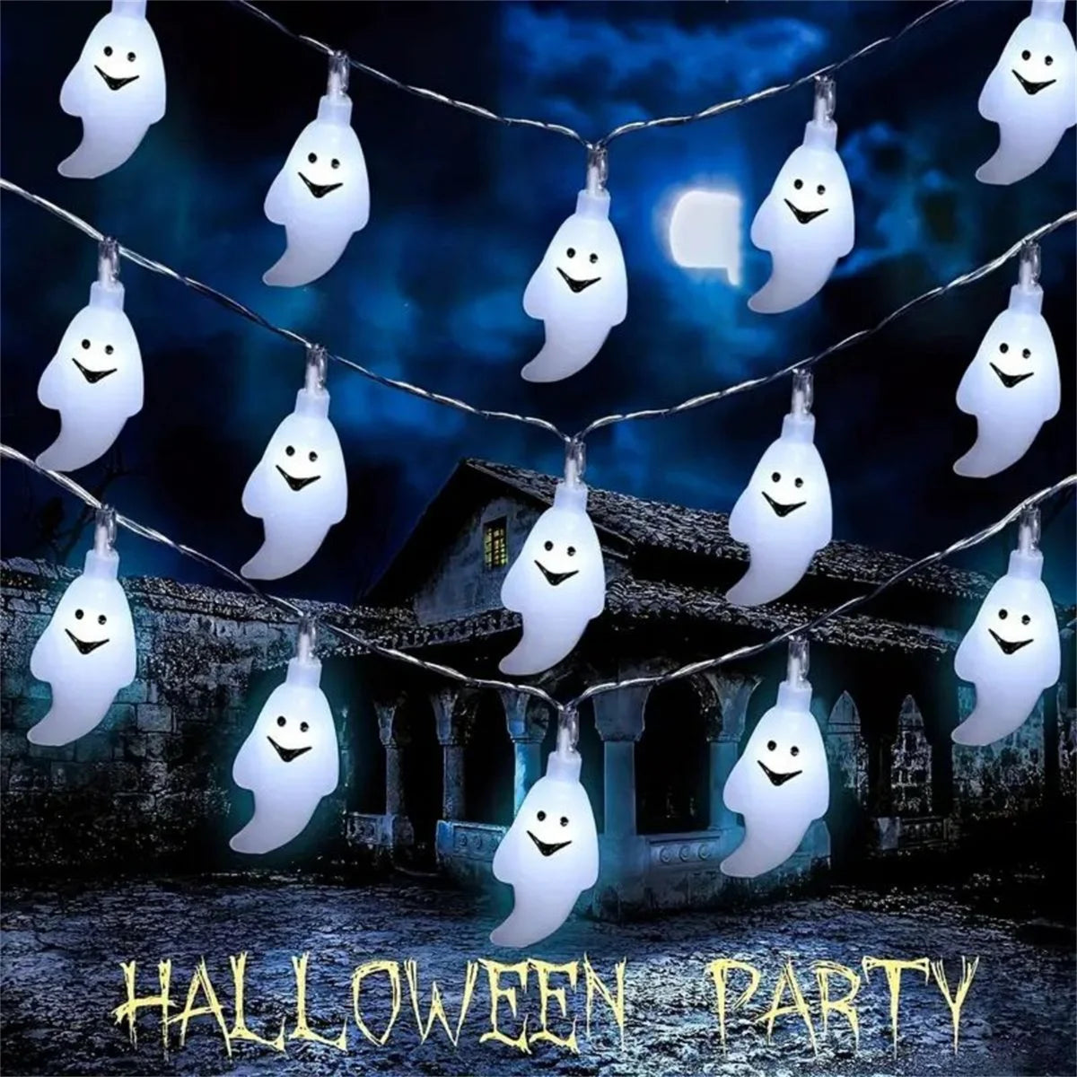 LED Halloween Ghost Light String