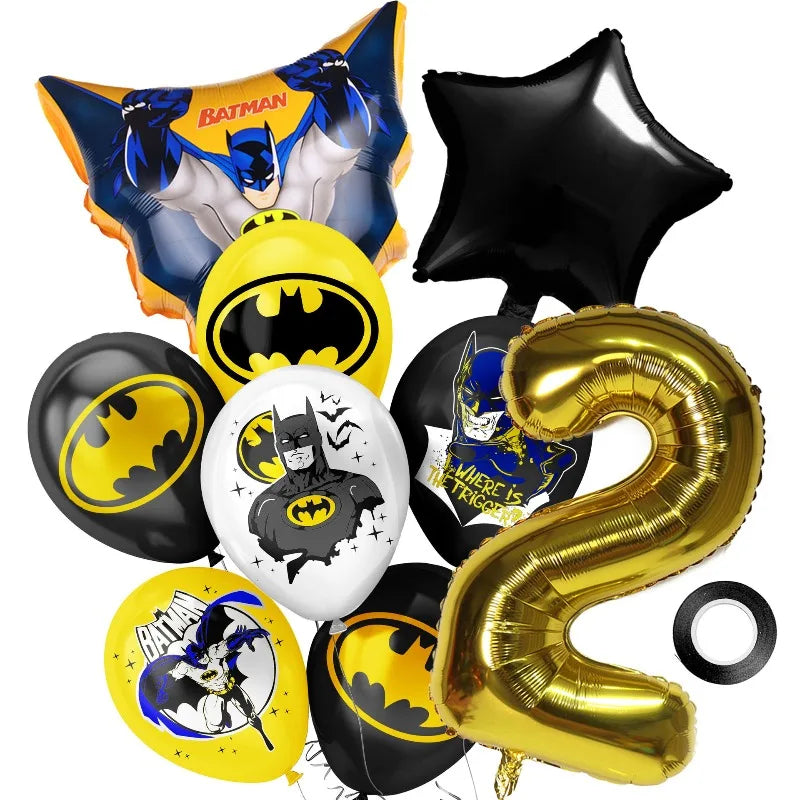 Hot New Anime Batman Balloons Set Birthday Party Decoration 1-9 Number Star Foil Balloon Kit Toys Party Supplies Kit Set