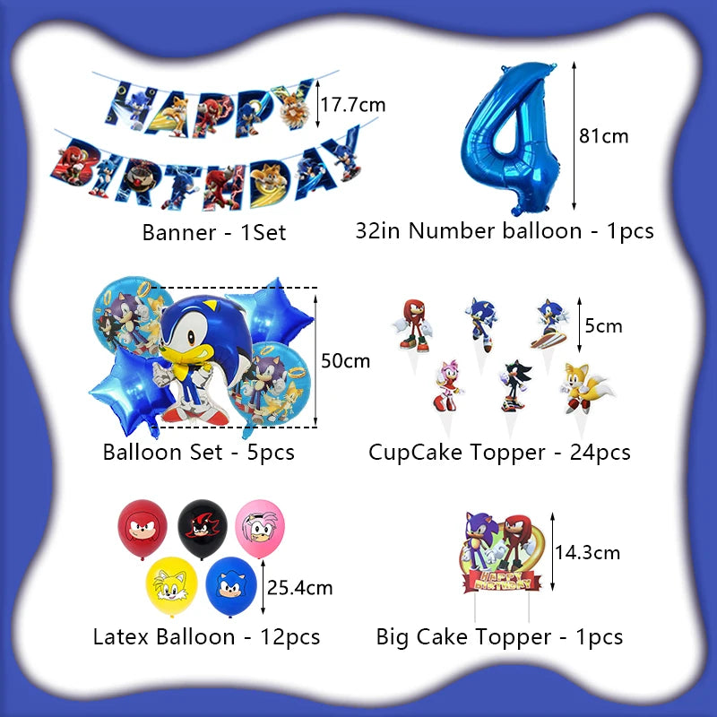 Cartoon Anime Birthday Party Decoration Customizable Birthday Set New Combination Latex Balloon Event Supplies Banner Backdrop