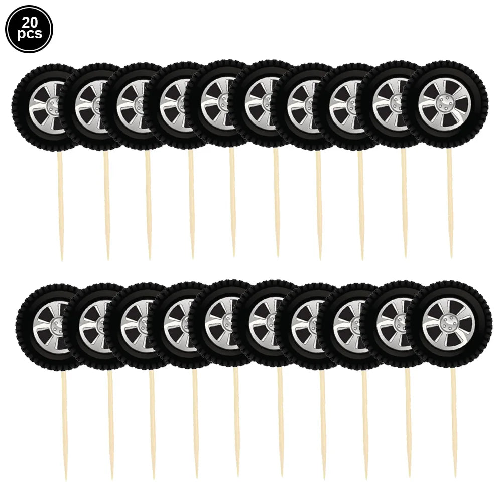 12pcs Racing Car Cupcake Toppers Racing Car Theme Cake Decoration Baby Shower Kids Boys Girls Racing Car Birthday Party Supplies