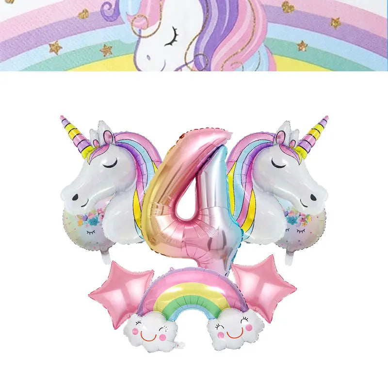 Unicorn Girls Birthday Decoration Party Supplies Unicorn Theme Tableware Set Cup Plate Balloon Banner Gift  for Kids Party Favor