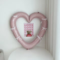Happy Birthday Heart Photo Frame Balloon with Bowknot Stickers Girlsfriend Birthday Party Photo Props Wedding Ballon Decoration