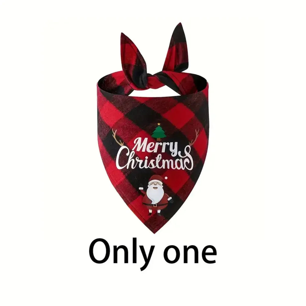 1/2pc Christmas Pet Triangle Scarf Dog Bandanas Saliva Towel For Holiday Party Decor Adjustab Scarf For Small & Large Sized Dogs