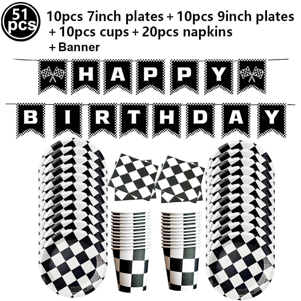 Wheel Racing Car Party Cake Decor Tire Cupcake Topper Mini Checkered Racing Flag Cupcake Toppers Racing Theme Party Supplies