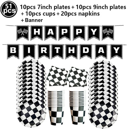 Racing Car Tire & Checkered Flag Cupcake Toppers