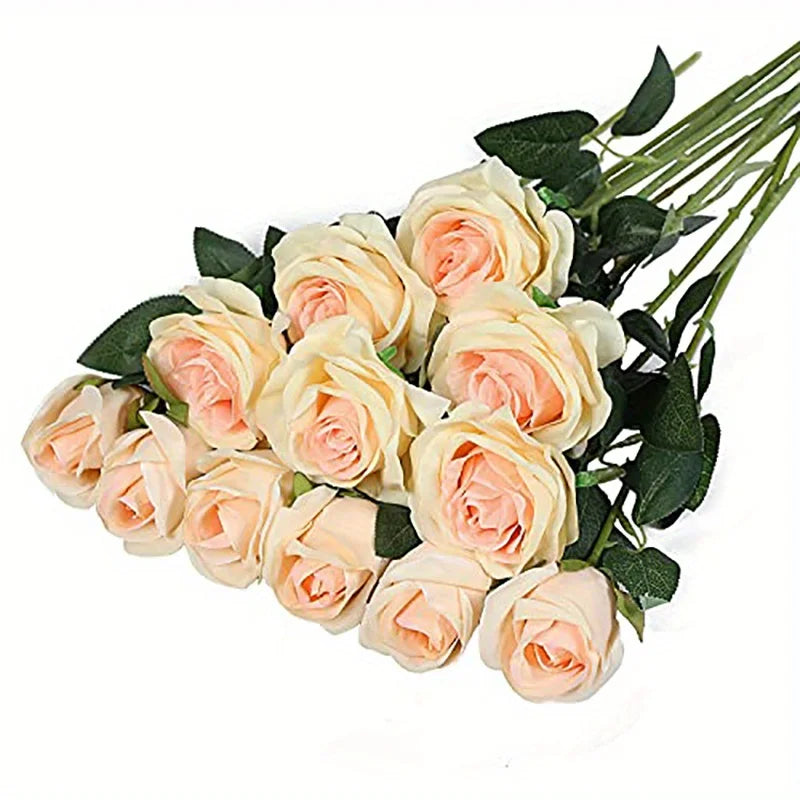 12pcs Realistic Artificial Rose Bouquet for Weddings, Birthdays, and More for Floral Arrangements and Home Decor