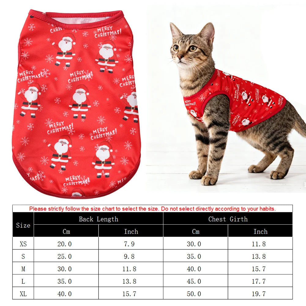 Christmas Pet Costume For Small Medium Dogs Cats Cute Santa Claus Cat Clothes Funny Party Dress Up Cat Jumpsuit Sphynx Apparel