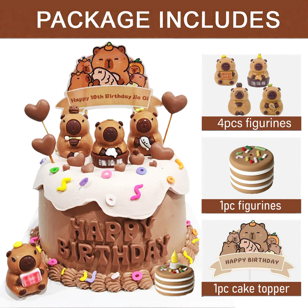 Capybara Cake Topper Set Capybara Birthday Party Supplies Cake Decorations For Kids Happy Birthday Party Decors Capybara Party