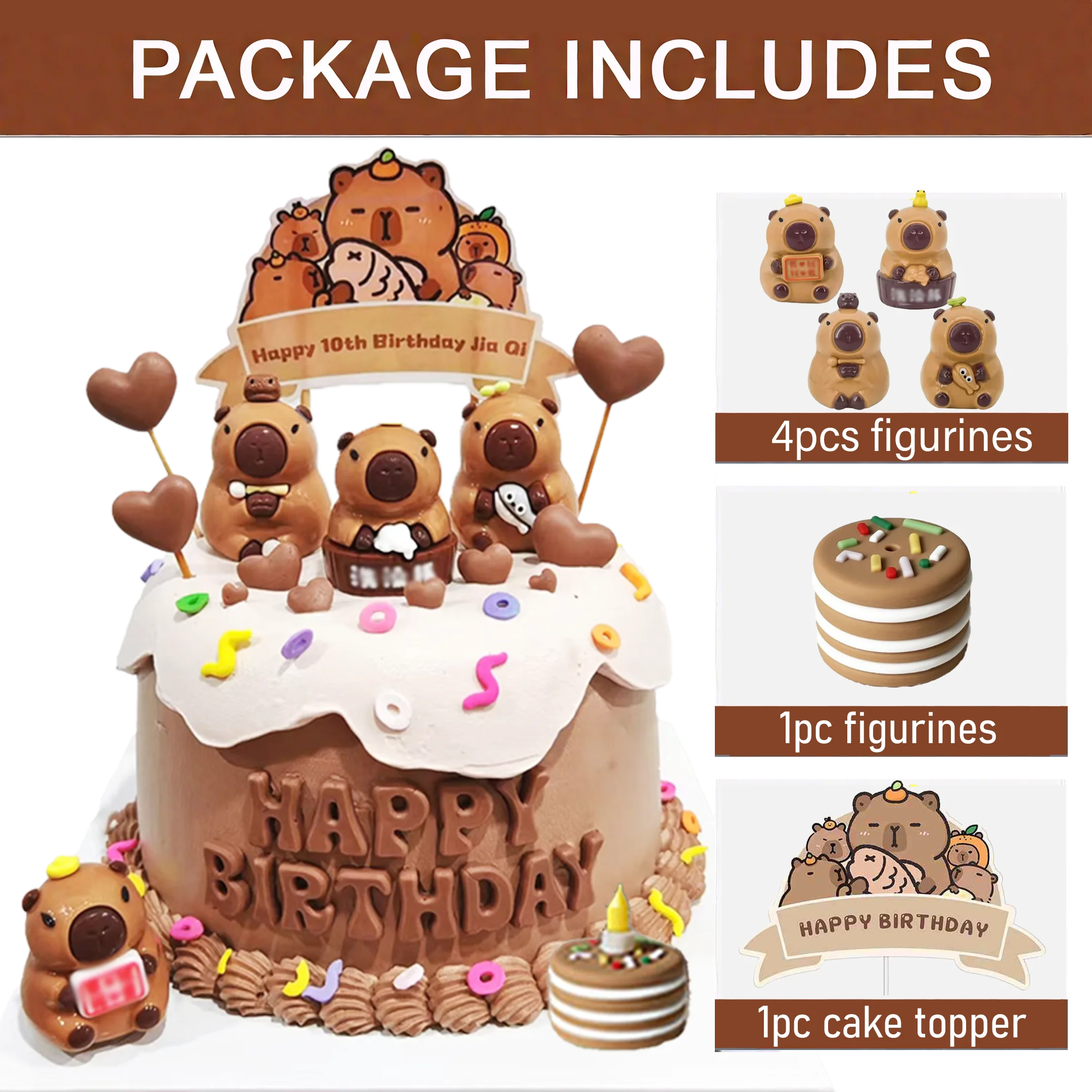 Capybara Cake Topper Set Capybara Birthday Party Supplies Cake Decorations For Kids Happy Birthday Party Decors Capybara Party