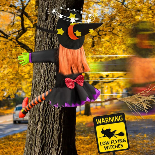 Halloween Crashing Into Tree Witch Doll
