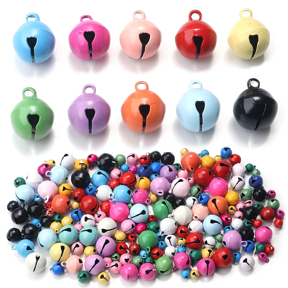 50pcs Small Jingle Bells Beads — Mixed Colors Charm Bells