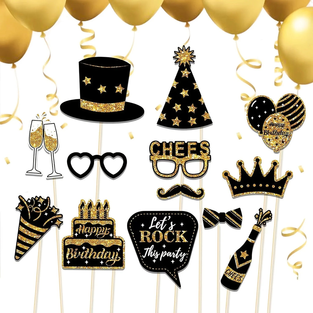 36pcs of Birthday Photo Booth Props Happy Birthday Props, Birthday Party Photo Decoration Props Set, Decoration Party