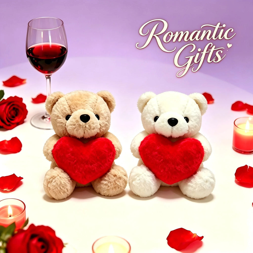 Teddy Bear With Heart Plush White Bear Holding Heart Gifts for Valentine's Day Wedding Giving Romantic Love Toys Gift