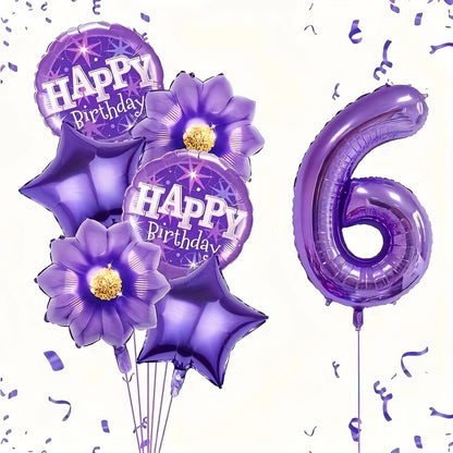 7PCS purple foil balloons featuring numbers perfect for birthday wedding and Christmas celebrations including numbers 0-9