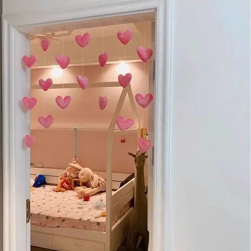 Romantic Heart Shaped Door Hanging Curtain Korean Style String Pendant Partition Door Curtain Bedroom Decoration Accessories