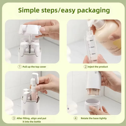 4-in-1 Travel Refillable Bottles, Portable Toiletries and Cosmetics Containers