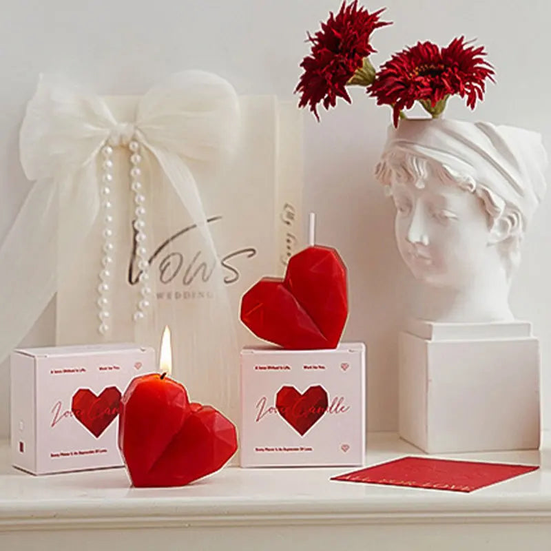 1/2/4pc 3D Heart-shaped Love Candles Valentine's Day Romantic Gift Handmade Aromatherapy Candle Wedding Home Decor Photo Prop