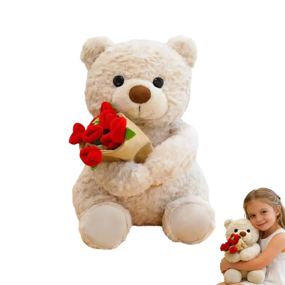 New Hot Sale Teddy Bear with Roses Plush Toy Soft Bear Stuffed Doll Romantic Gift for Lover Home Decor Girls Birthday Gift