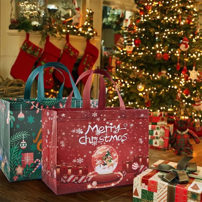 16/8/1Pack Christmas Gift Bags With Handles Multifunctional Non-Woven Large Tote Bags for Gift Wrapping Shopping Party Supplies