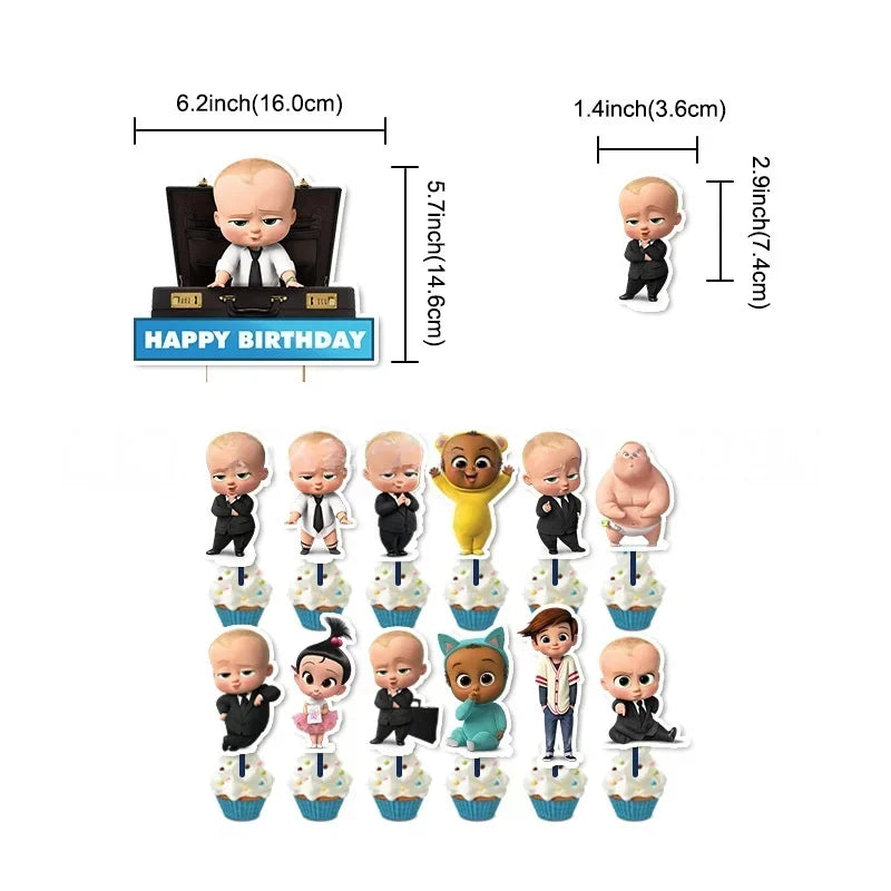 Bossed Baby Birthday Party Decoration Tableware Plates Cups Napkins Hat Balloon Baby Shower Kids Party Favors Party Supplies Kit