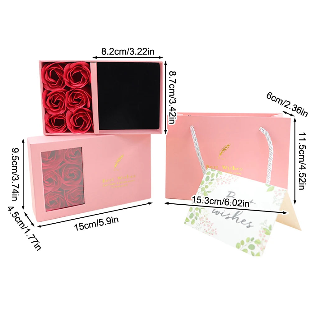 Jewelry Box Immortal Flower Jewelry Box Roses Window Valentine's Day Mother's Day Gift Box Ring Earrings Pendant Necklace Box