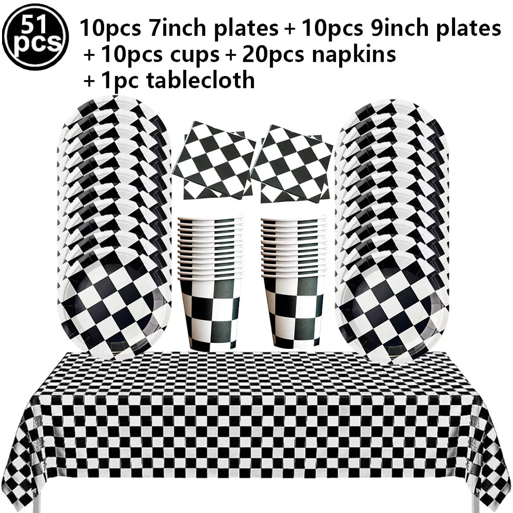 Wheel Racing Car Party Cake Decor Tire Cupcake Topper Mini Checkered Racing Flag Cupcake Toppers Racing Theme Party Supplies