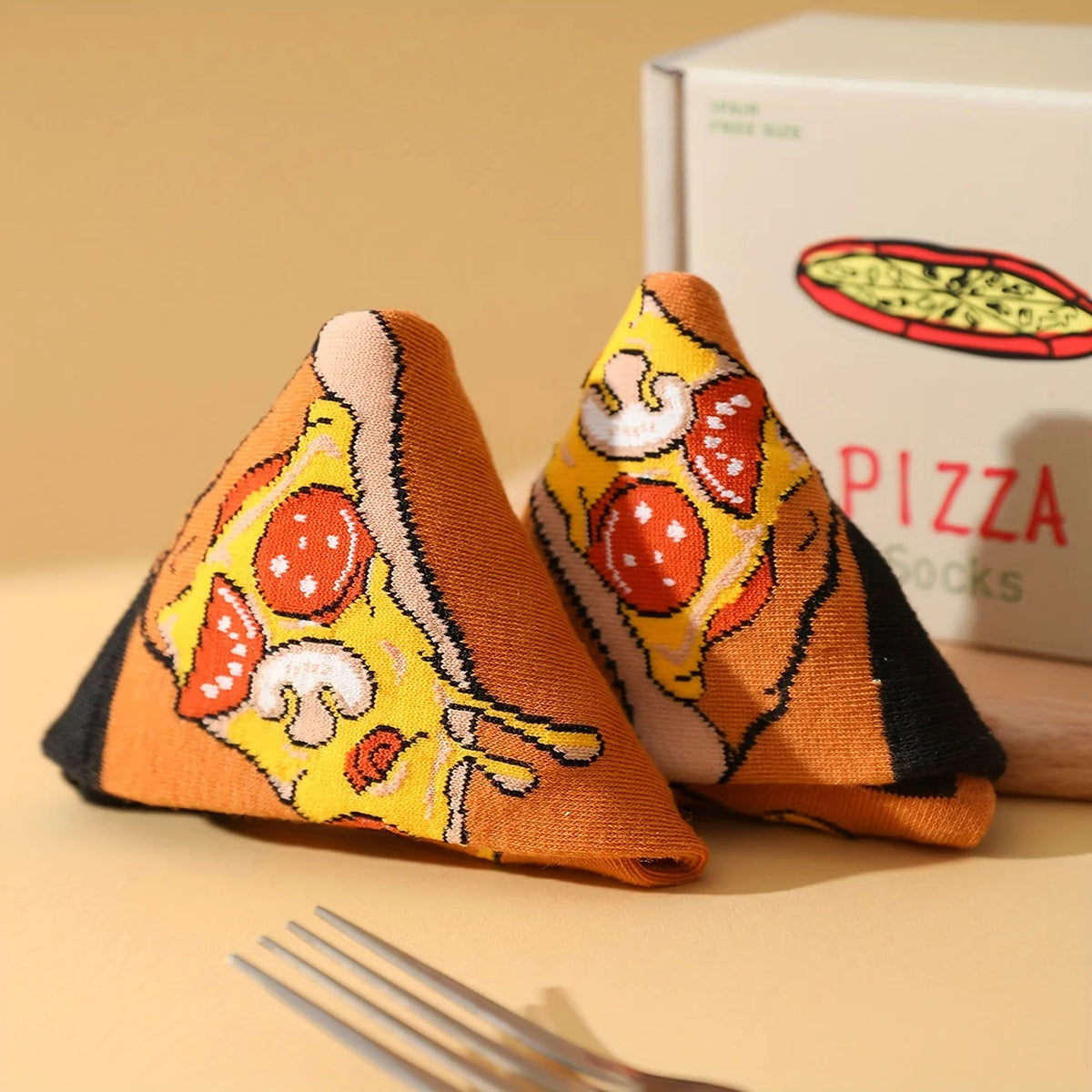 1 pair of stylish unique and interesting pizza pattern men's and women's Christmas gift socks suitable for all seasons