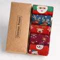 Christmas Pattern Socks 5 Pairs Set Festive Holiday Socks with Santa Design Warm Crew SocksCute Socks Stocking Stuffers Gifts