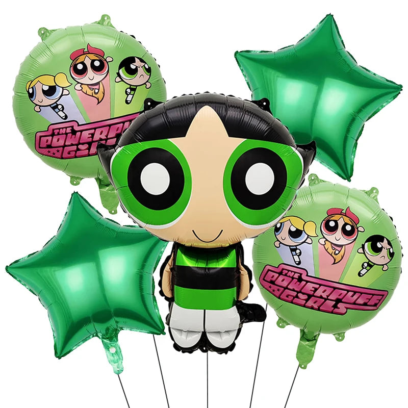 Cartoon Powerpuff Girls 1-9th Birthday Party Balloon Decoration Kit Number Foil Balloon Cake Topper Baby Shower Favors Globos