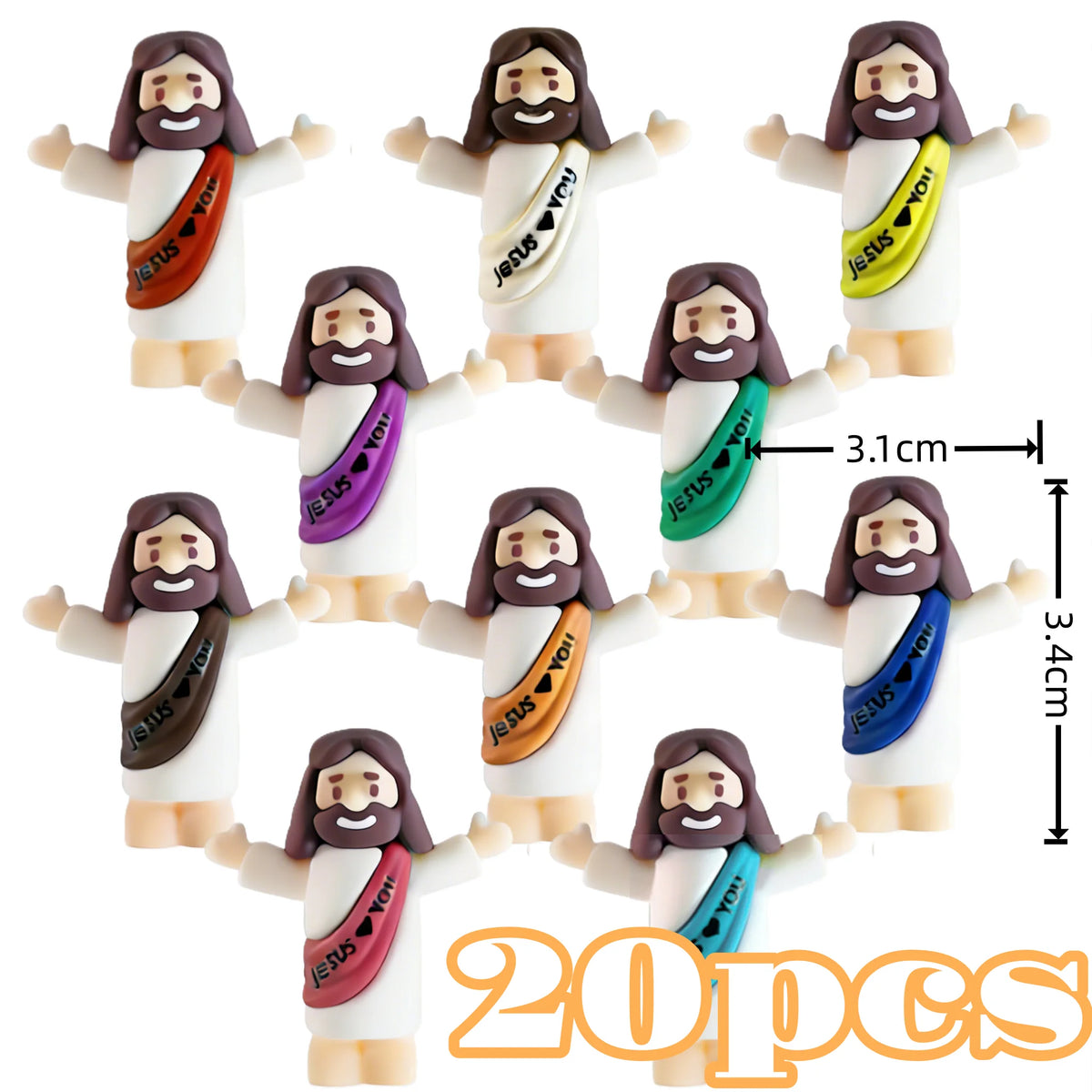 10/60pcs Mini Jesus Cartoon Statue Set