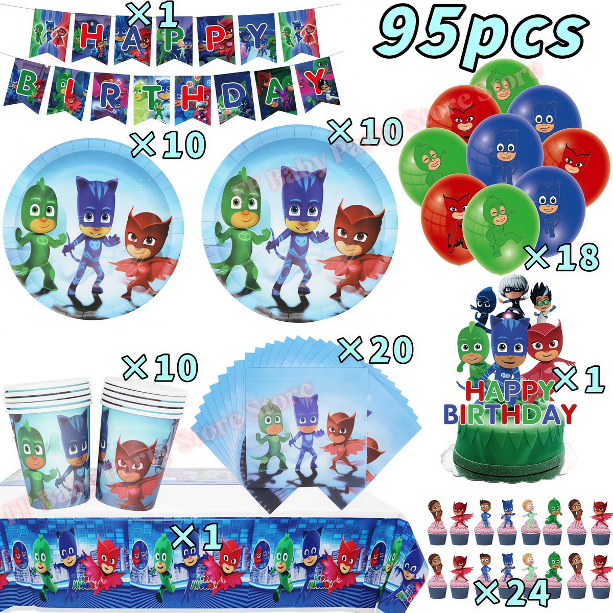 Super Hero PJed Mask Birthday Party Decoration Kids Boys Party Favors Plate Cup Balloon Banner Baby Shower Event Supplies Gifts