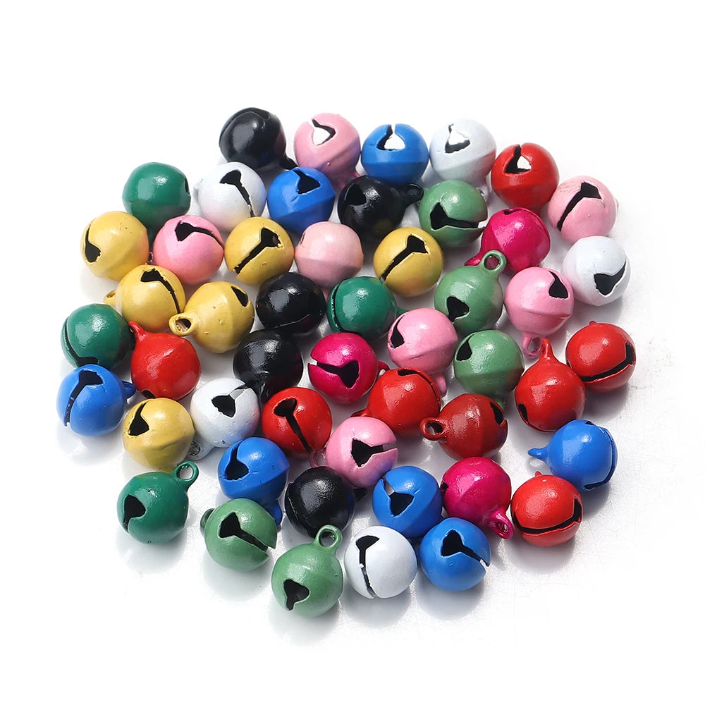 50pcs Small Jingle Bells Beads — Mixed Colors Charm Bells