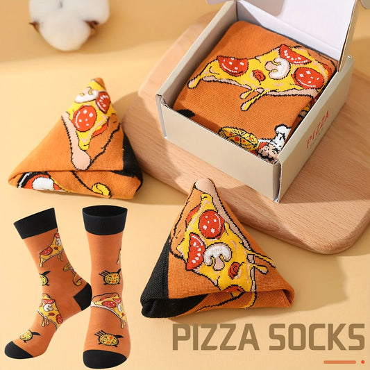 1 pair of pizza pattern men's and women's socks