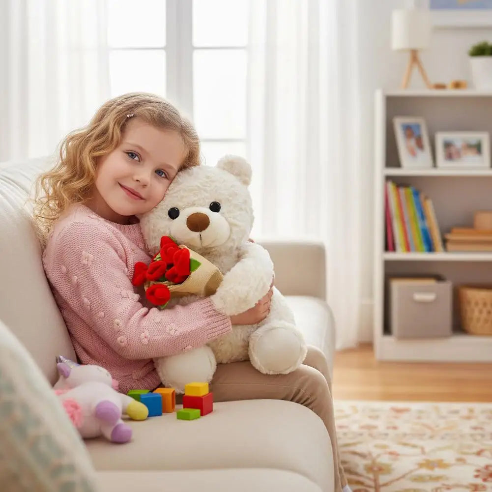 New Hot Sale Teddy Bear with Roses Plush Toy Soft Bear Stuffed Doll Romantic Gift for Lover Home Decor Girls Birthday Gift