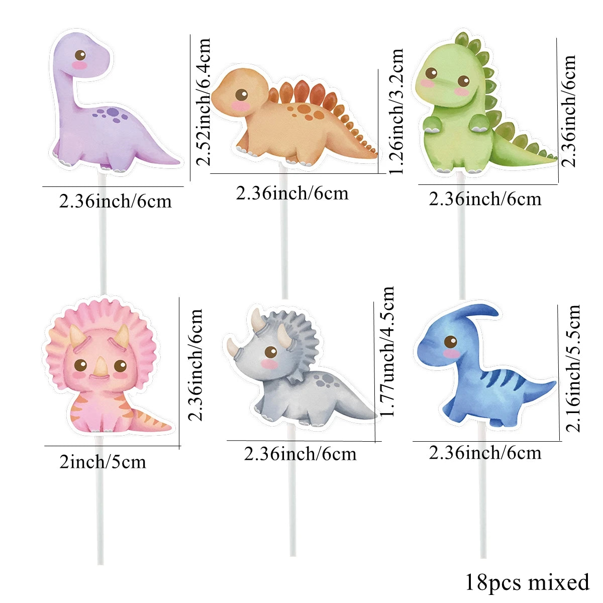 1Set Carton Dinosaur Cupcake Topper Multi Type Toppers For Kids Dinosaur Themed Birthday Party Decoration DIY Cake Supplies