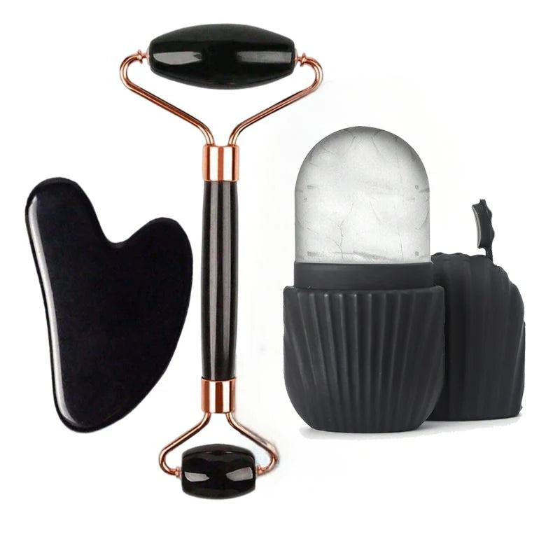 1/2/3pcs Ice Face Roller Facial Skincare Ice Roller Set,Facial Roller GuaSha FaceTool Set,Face Massage Roller Lifting