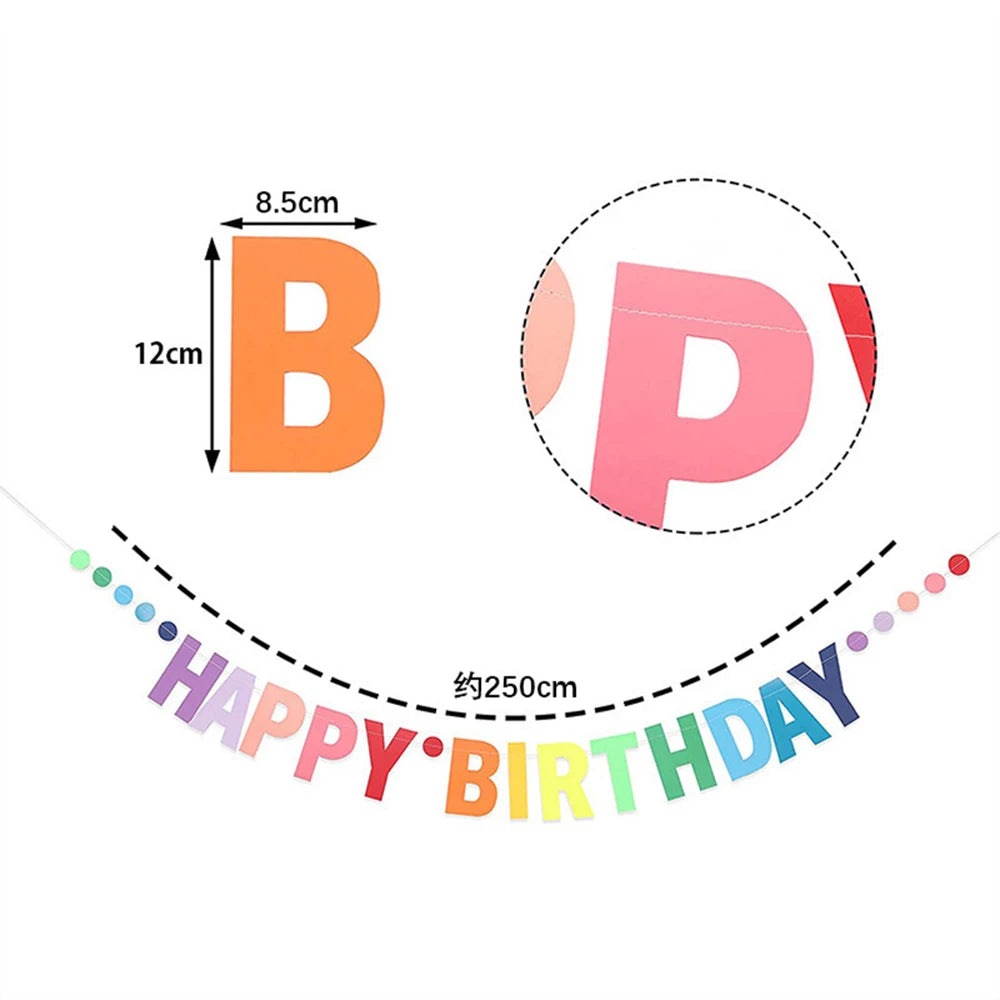 Happy Birthday Banners Gold Pink Letters Flag Banner Hanging Ornament Spiral Decoration for Kids Birthday Party Decor Supplies