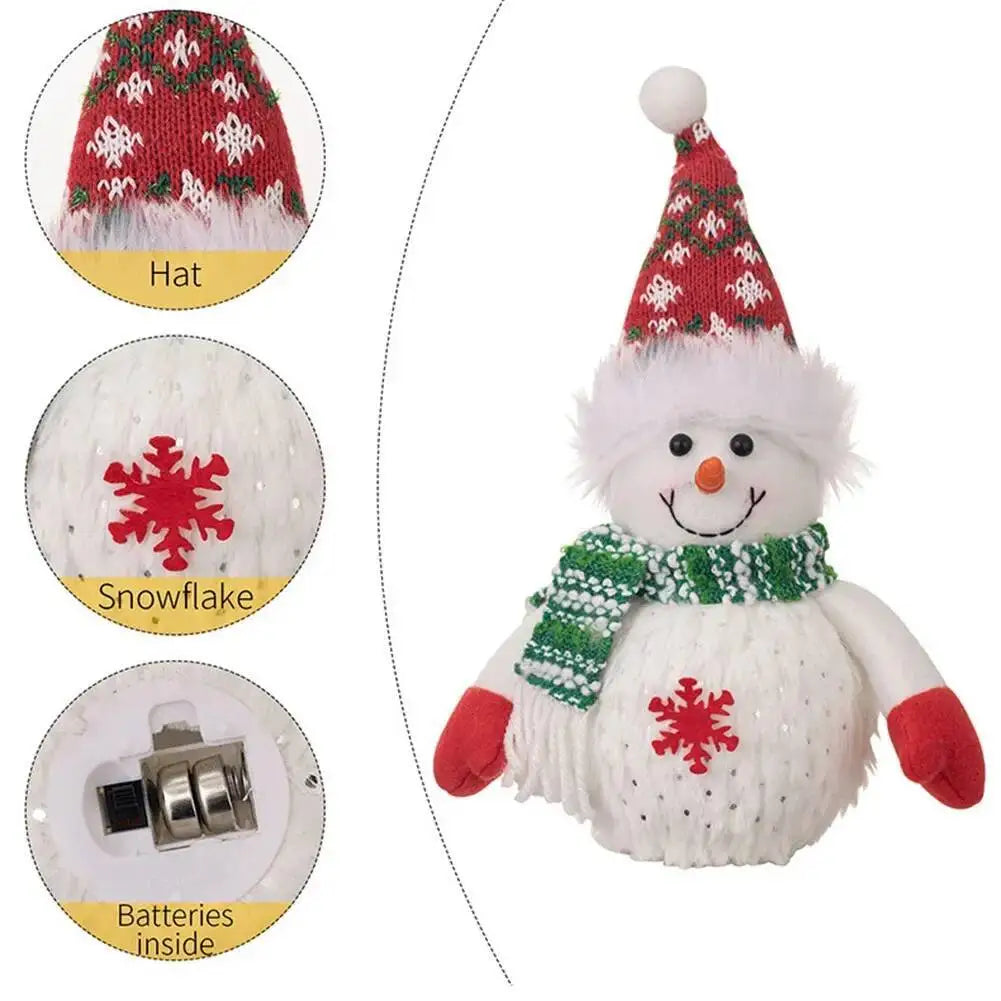 Christmas Glowing Snowman Figurine Xmas Snowflake Lighted Snowman Figurine Decorative Item Snowmen with Top Hat Christmas Gift