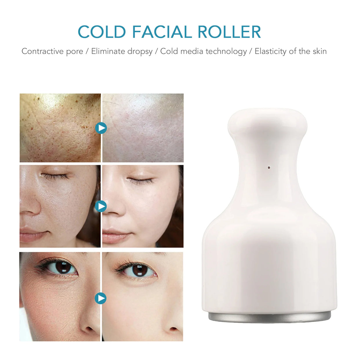 Ice Facial Roller Cold Roller Ice Face Massage Cooling Accelerate Skin Repair Face Roller Shrink Pores White Ice Applicator