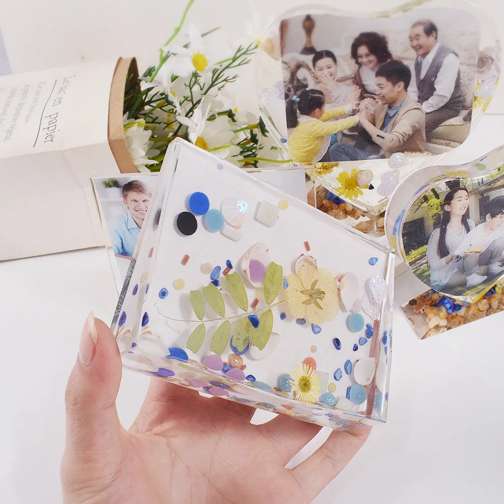 Crystal heart photo frame silicone mold, handmade DIY jewelry heart photo frame epoxy resin mold, mirror decoration tool