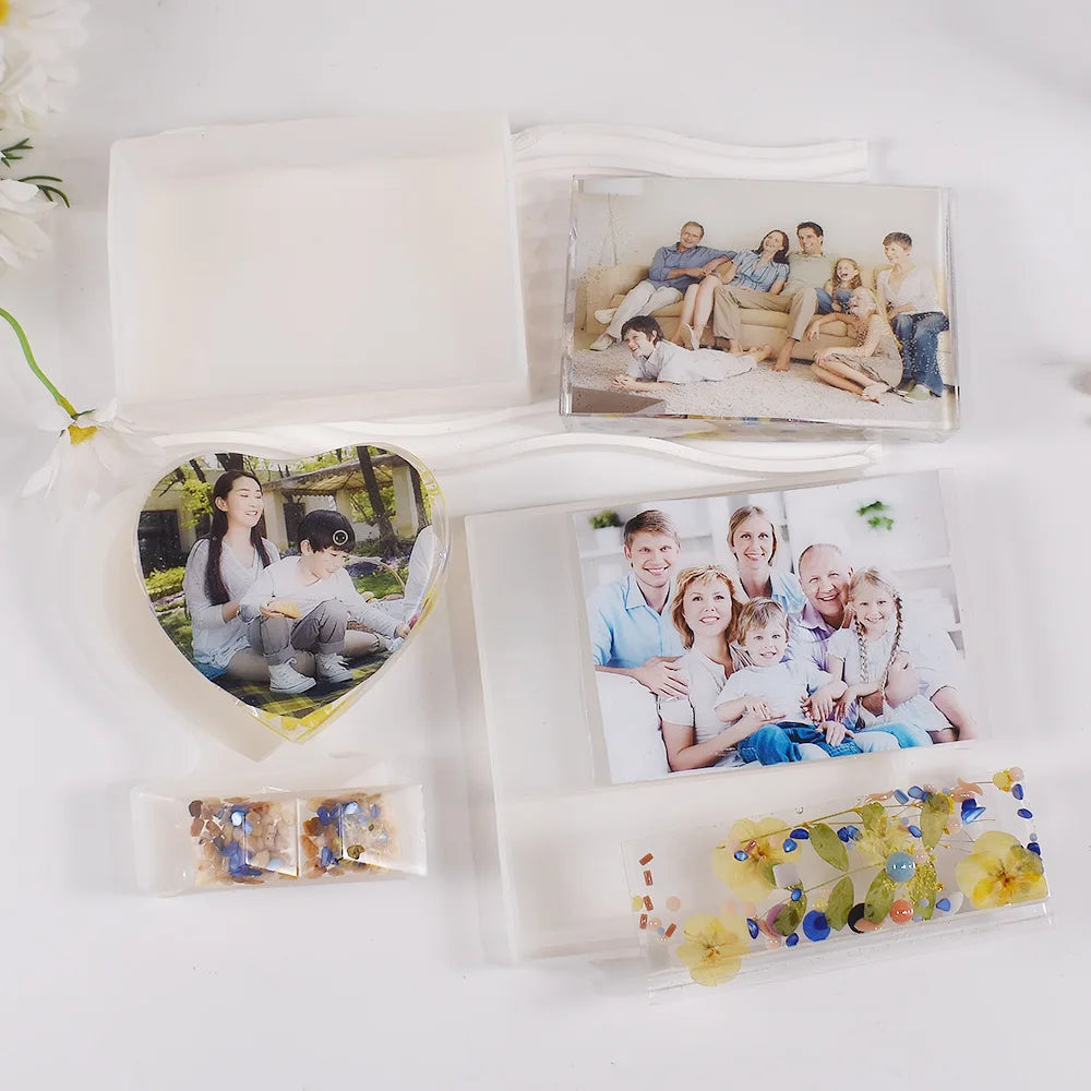 Crystal heart photo frame silicone mold, handmade DIY jewelry heart photo frame epoxy resin mold, mirror decoration tool