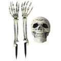 Halloween Decor Skeleton Head Outdoor Scary Props Realistic Skull Hands Yard Prank Festivals Party Supplies Garden Decorations